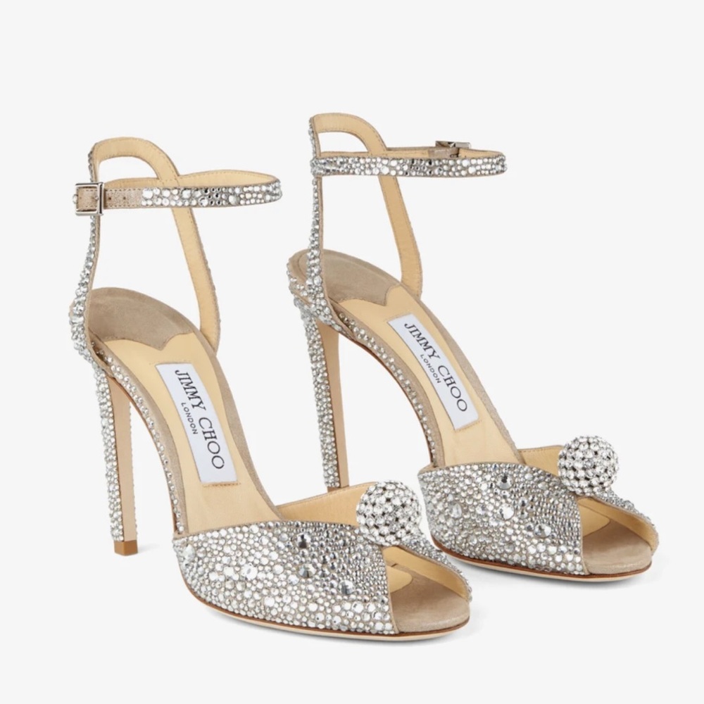 Jimmy Choo Sacora 100

Nude Suede Sandals with Hotfix Crystals and Sphere Detail